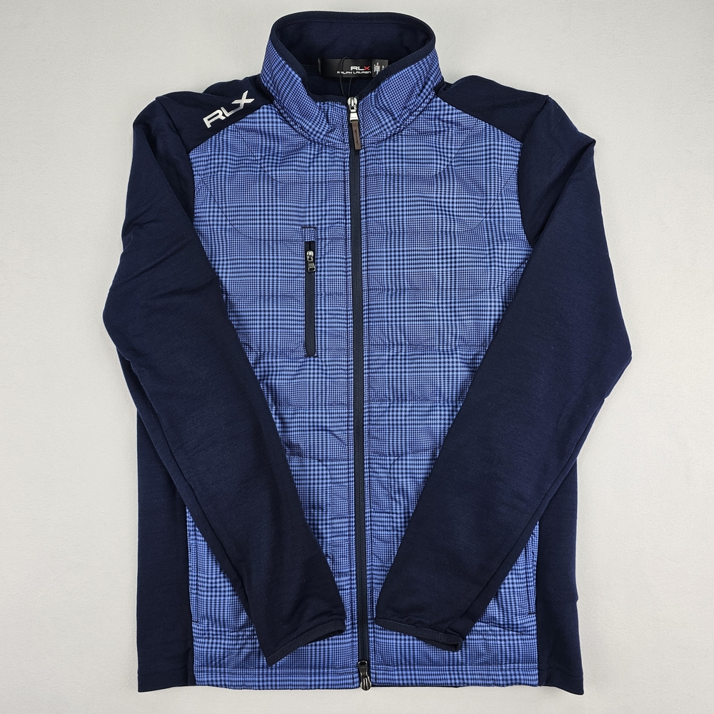 RLX Ralph Lauren Men Size Small Hybrid Golf Jacket Wool Blend Blue Multi NWT 268